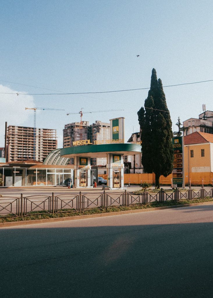 city buildings under the blue sky