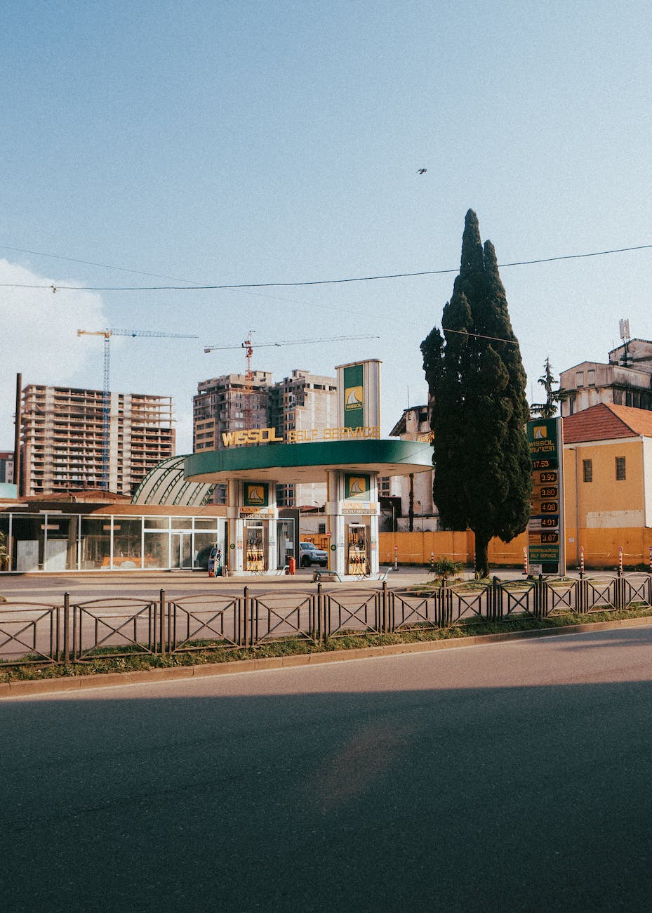 city buildings under the blue sky